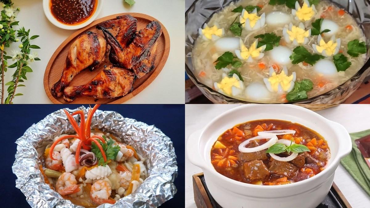 Đĩa topping bún mắm được bày biện đẹp mắt gồm tôm đỏ au mực trắng giòn heo quay da vàng rụm cá lóc chắc thịt