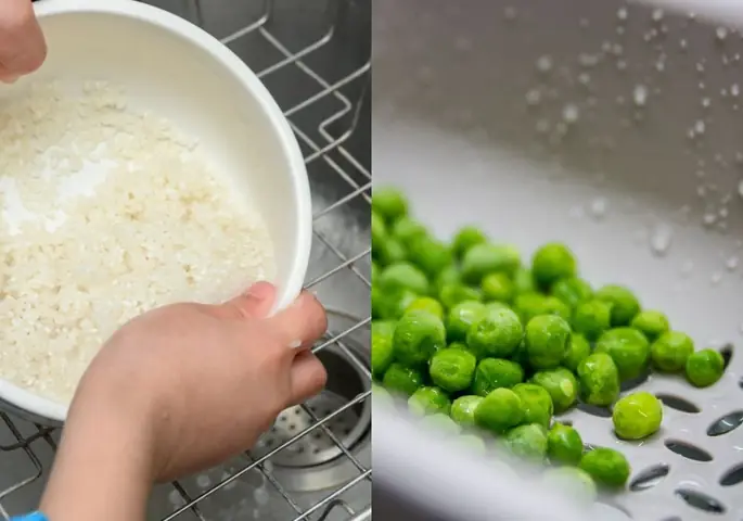Bước 1: Vo gạo và rửa đậu Bước 1: Vo gạo và rửa đậu