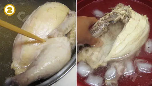 Kiểm tra xem gà chín chưa - Gà chín ngâm vào nước đá Kiểm tra xem gà chín chưa - Gà chín ngâm vào nước đá