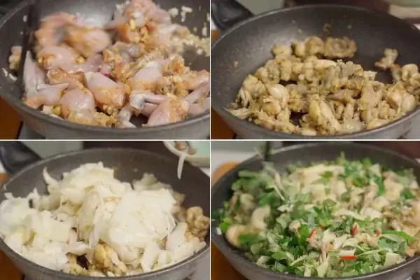 Cách làm ếch xào măng lá lốt