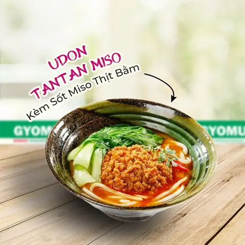 3.Udon Sốt Miso Thịt Bằm (Udon Tantan Miso) - Hướng Dẫn Cách Nấu Mì Udon Sốt Miso Thơm Ngon Đậm Đà