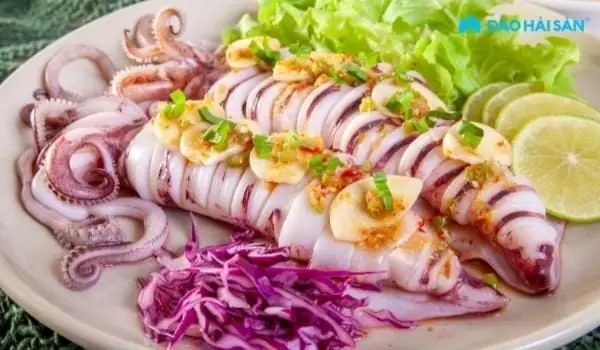 Mực một nắng hấp bia Mực một nắng hấp bia