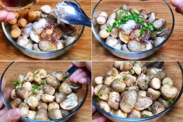 Ướp nấm rơm với gia vị