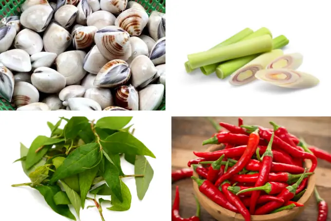 Nguyên liệu làm nghêu xào sả ớt cho 4 người Nguyên liệu làm nghêu xào sả ớt cho 4 người