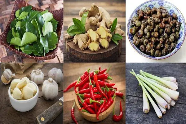 Nguyên liệu làm ốc xào me dừa