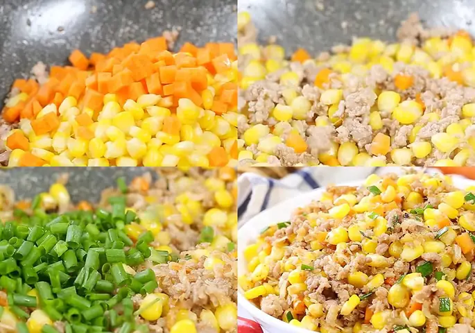 Các bước làm bắp xào thịt băm Các bước làm bắp xào thịt băm