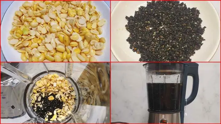 Nấu sữa mè đen với đậu nành