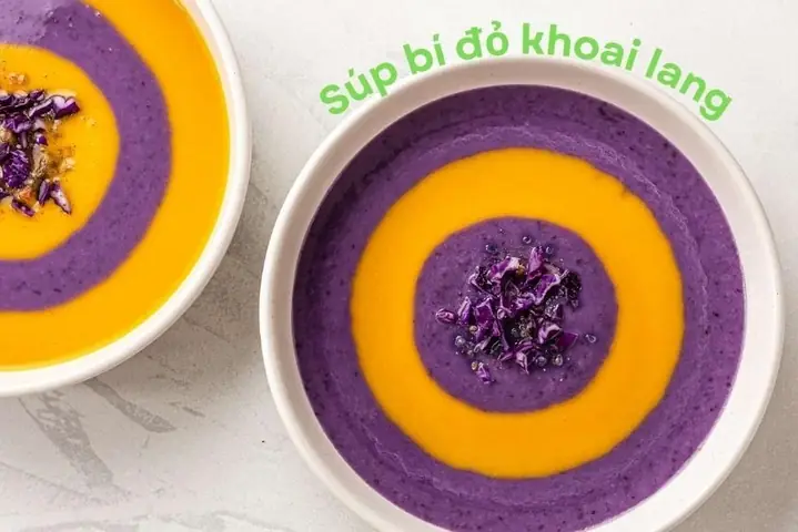 Súp bí đỏ với củ khoai lang cho bé Súp bí đỏ với củ khoai lang cho bé