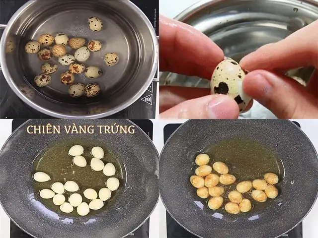 Bước 2Luộc và chiên trứng