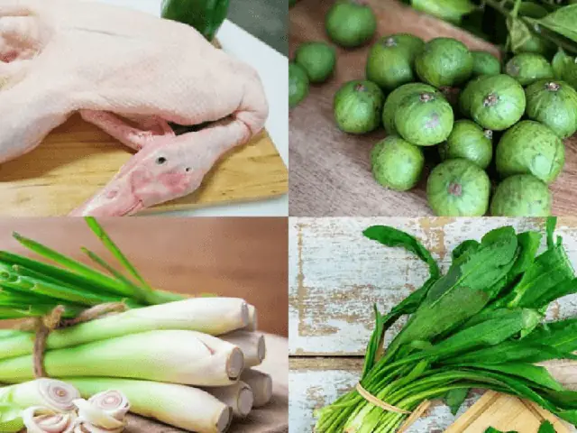 1.1 Nguyên liệu cho món vịt om sấu truyền thống