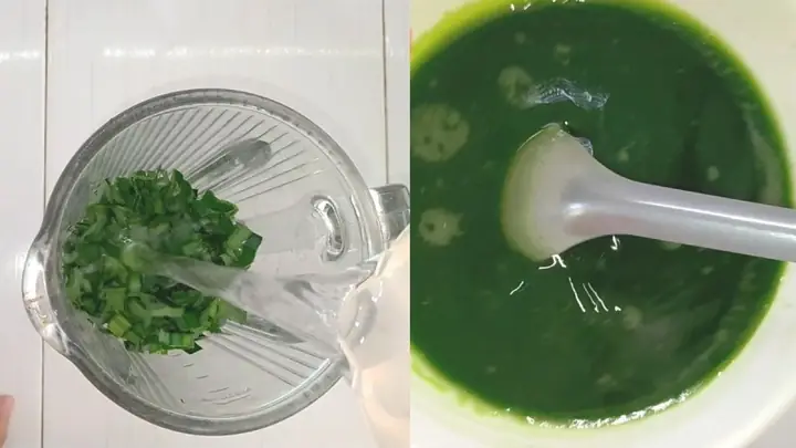 Bước 1: Làm nước cốt lá dứa