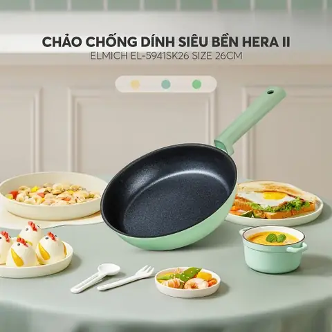 Chảo chống dính siêu bền Elmich Hera II EL-5941GY size 20, 24, 26, 28cm