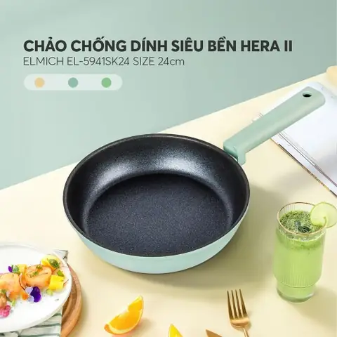 Chảo chống dính siêu bền Elmich Hera II EL-5941SK size 24, 26, 28cm