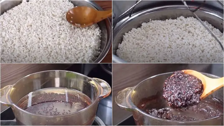 Bước 1Hấp nếp, nấu nếp than