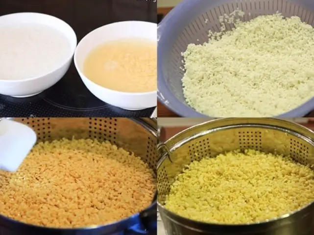 Bước 1: Sơ chế đậu xanh và nếp