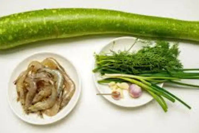 Nguyên liệu làm canh bầu nấu tôm tươi
