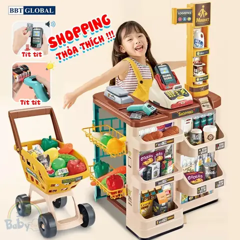 Đồ chơi bán hàng siêu thị kèm máy tính tiền