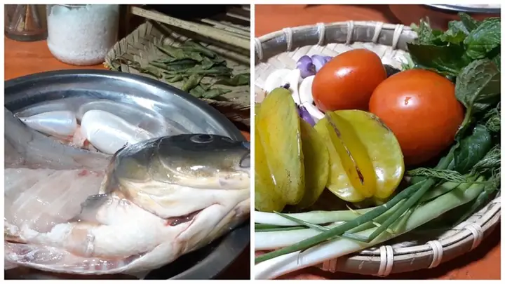 Nguyên liệu làm Canh chua cá chép nấu khếCho 2 người