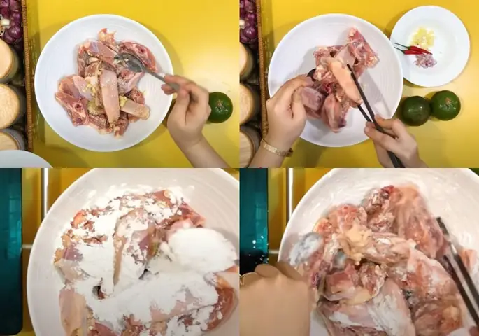 Sơ chế và ướp gà