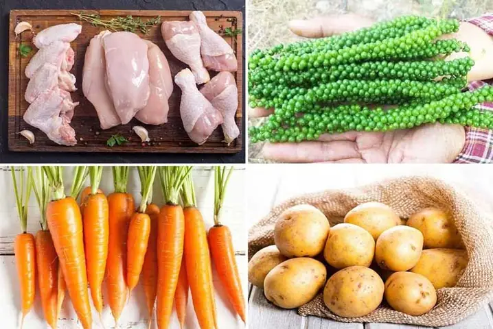 Nguyên Liệu Làm Gà Nấu Tiêu Xanh