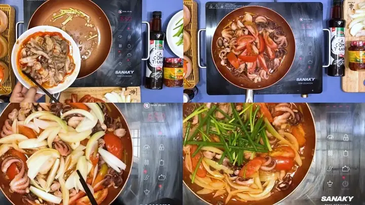 Các bước thực hiện món bạch tuộc xào sa tế