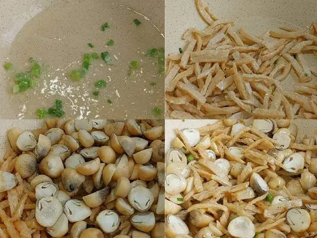 Bước 3: Xào Nấm Và Sườn Non