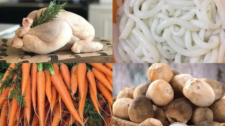 Chuẩn bị nguyên liệu nấu bánh canh gà