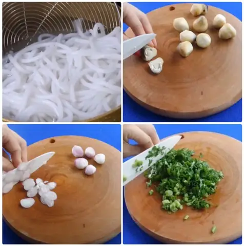 B2. Sơ chế các nguyên liệu khác của món bánh canh gà