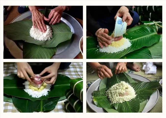 Bước 4: Gói bánh chưng