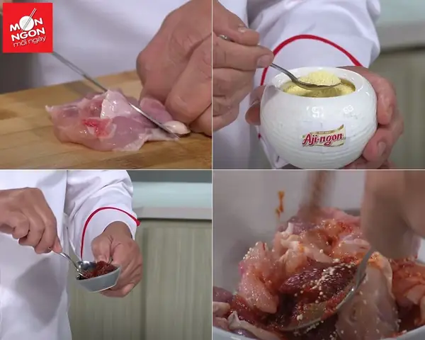 Bước 2: Ướp thịt gà Bước 2: Ướp thịt gà