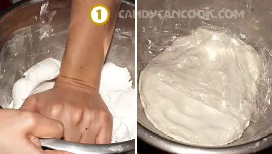 Trộn bột, và để bột nghỉ trước khi nặn bánh Trộn bột, và để bột nghỉ trước khi nặn bánh