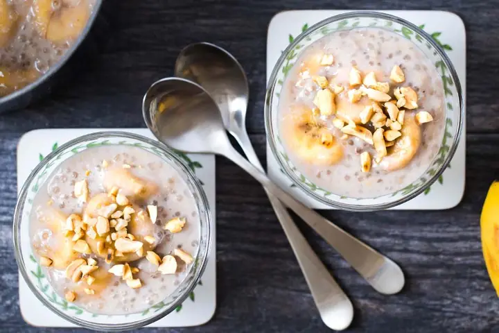 Bước 3: Thành phẩm chè chuối bột báng