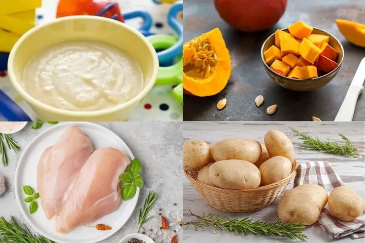 2Nấu bột ăn dặm với bí đỏ kết hợp khoai tây và thịt gà 2Nấu bột ăn dặm với bí đỏ kết hợp khoai tây và thịt gà