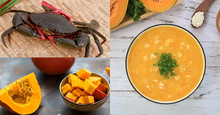 Cháo cua biển với bí đỏ