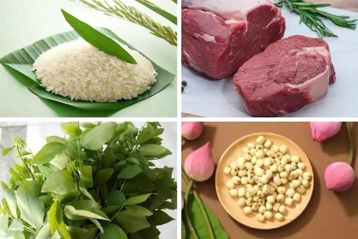 2.2. Nấu cháo thịt bò rau ngót cho bé với hạt sen