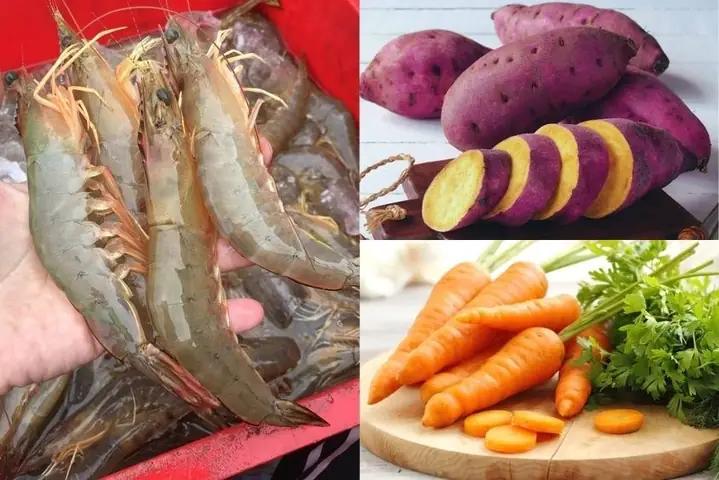 2.2. Cháo tôm khoai lang cà rốt