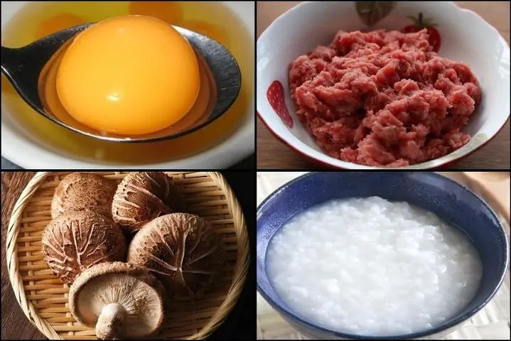 Bột Trứng Gà Với Thịt Bò, Nấm Hương