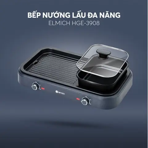Bếp Nướng Lẩu Đa Năng Elmich He-3908