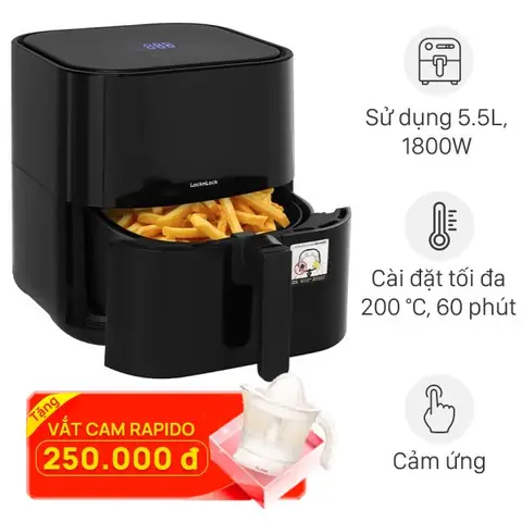 Nồi Chiên Không Dầu Lock&lock Ejf996blk 5.5 Lít Nồi Chiên Không Dầu Lock&lock Ejf996blk 5.5 Lít