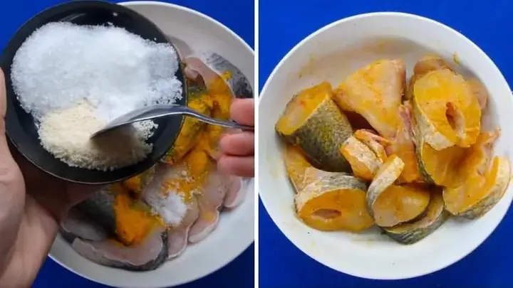 Bước 1: Sơ chế và ướp gia vị cho thịt cá lóc