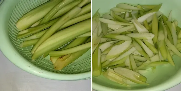 Bước 1: Sơ Chế Dọc Mùng Bước 1: Sơ Chế Dọc Mùng