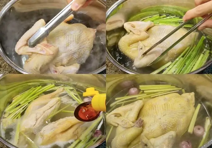 Luộc gà và nấu nước dùng Luộc gà và nấu nước dùng