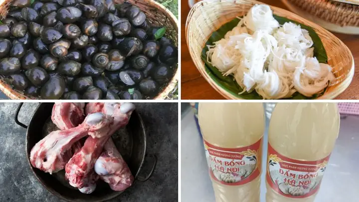 1Nguyên liệu làm món bún ốc nguội
