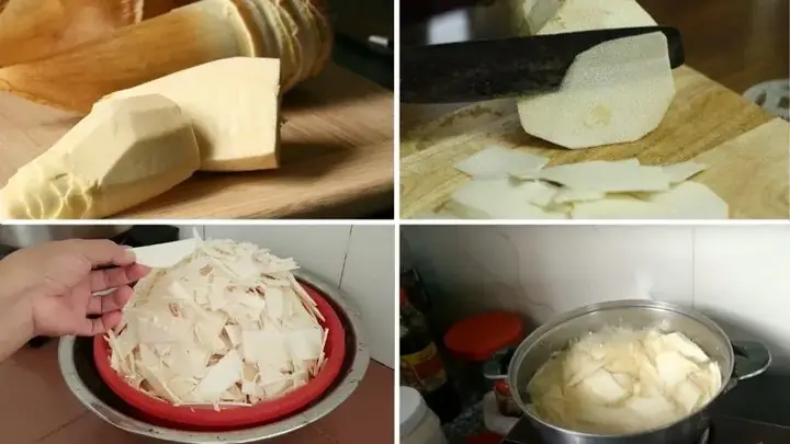 2.3. Bước 3: Sơ chế măng và luộc măng 2.3. Bước 3: Sơ chế măng và luộc măng