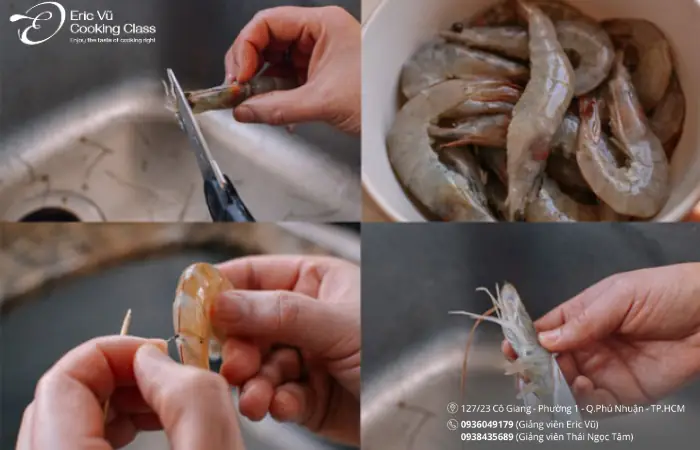 Các bước sơ chế tôm để làm suông tôm