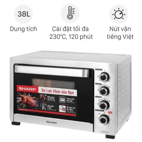 Lò nướng thùng Sharp 1800W EO-A384RCSV-ST 38 lít