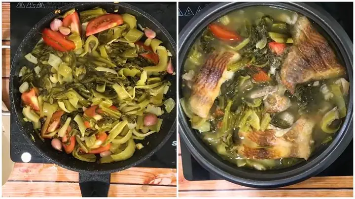 Bước 5Làm cá diêu hồng om dưa chua Bước 5Làm cá diêu hồng om dưa chua