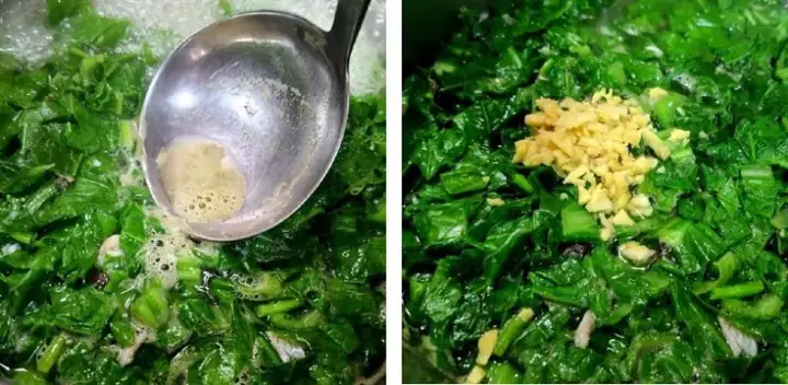 Bước 5: Nấu canh cá rô đồng với rau cải