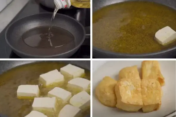 Bước 4: Chiên Đậu Phụ