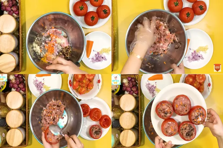 Bước 2Nhồi thịt vào cà chua